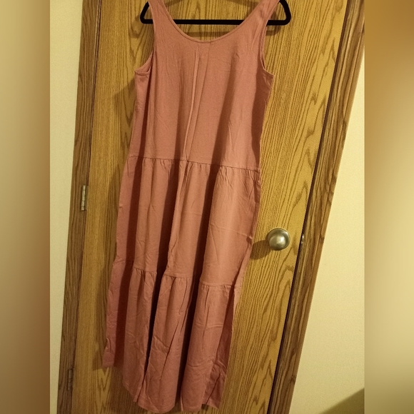 H&M Jersey cotton sleeveless Dusky Rose/brown color dress, Divided, size L - Picture 1 of 4